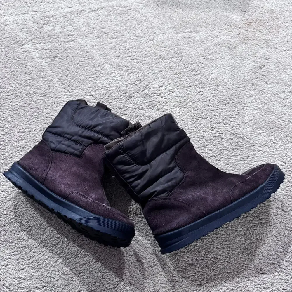 Lands End Commuter Suede Leather Brown Winter Pull On Boots Women's Size 9.5